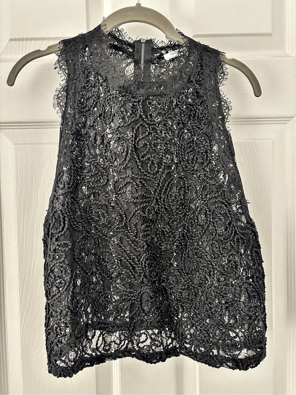 Zara Black Lace blouse zipper detail in the back Like New